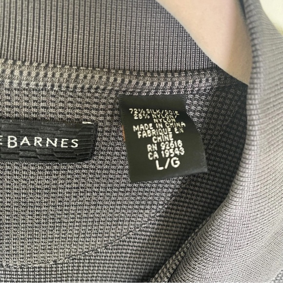 Jhane Barnes Silk Blend Polo Shirt Mens Large Grey Waffle Textured Casual - Picture 3 of 5